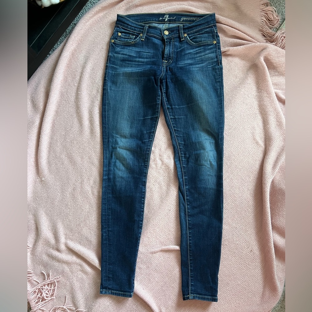 7 For All Mankind Dark Blue Skinny Jeans